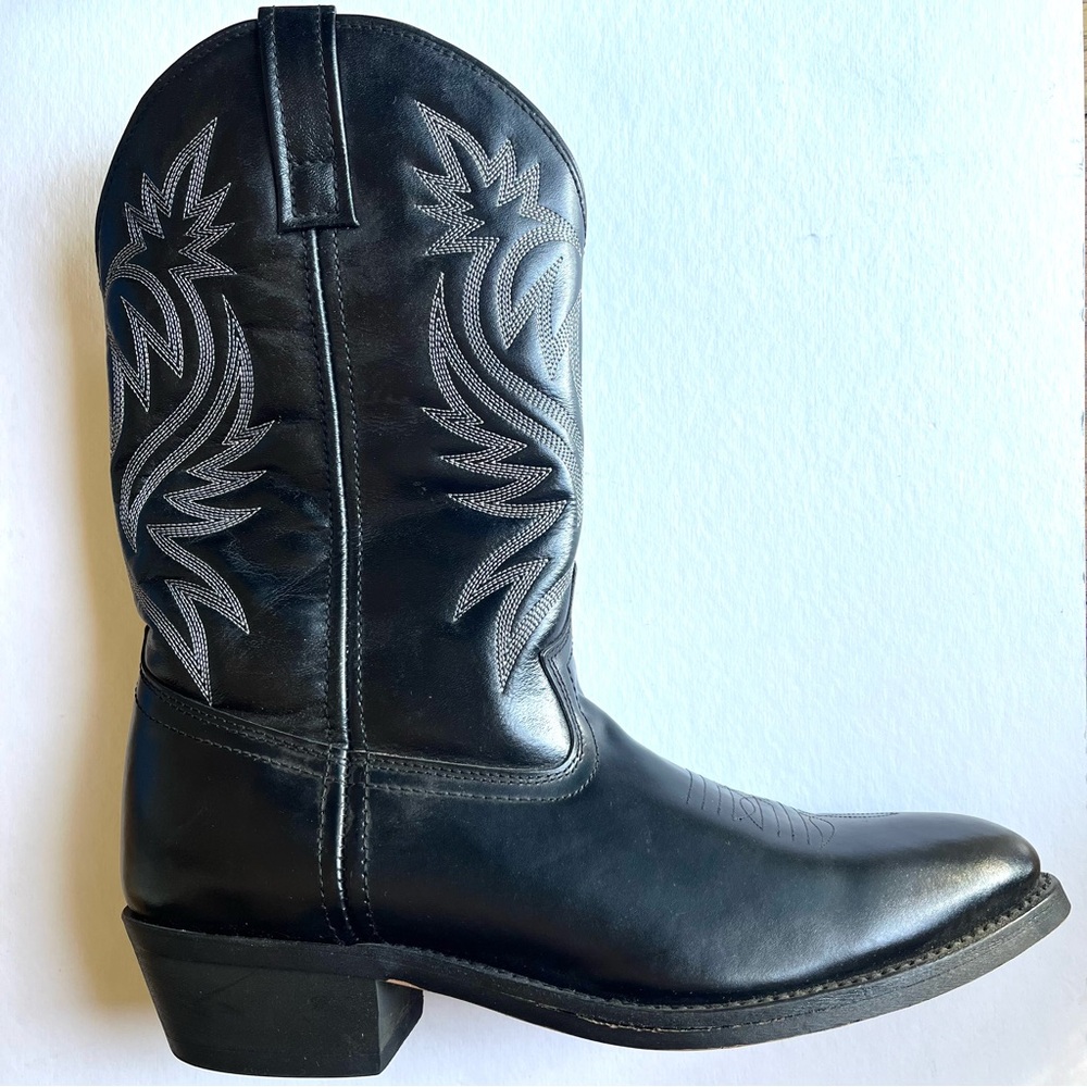 Laredo Classic Black Leather Embroidered 12" Men's Cowboy Boots size 11D Western - Picture 4 of 11